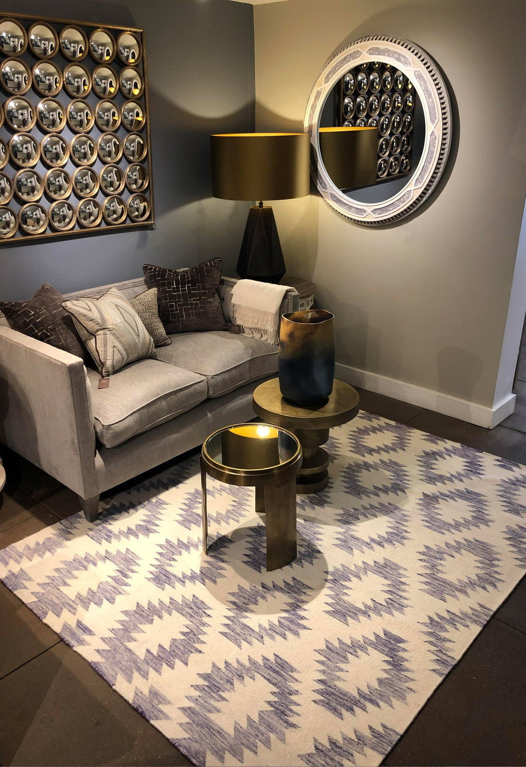 geometric rug in living room