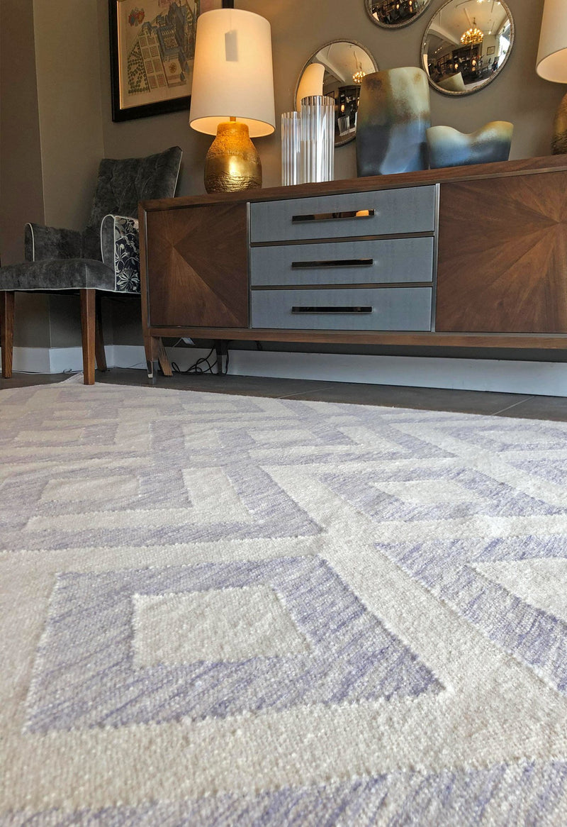 modern geometric rug in room