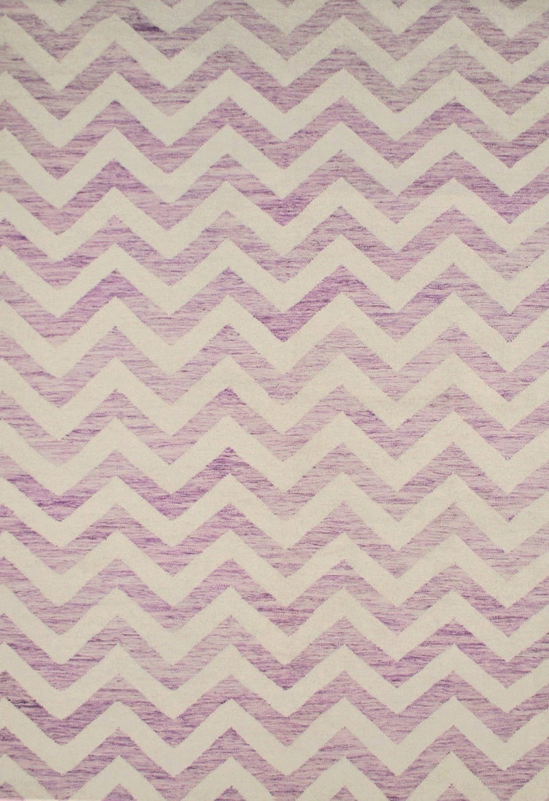 purple zig zag design rug in contemporary style