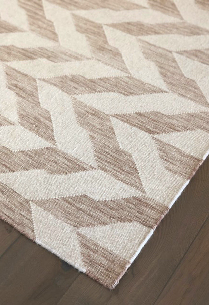 neutral geometric rug corner