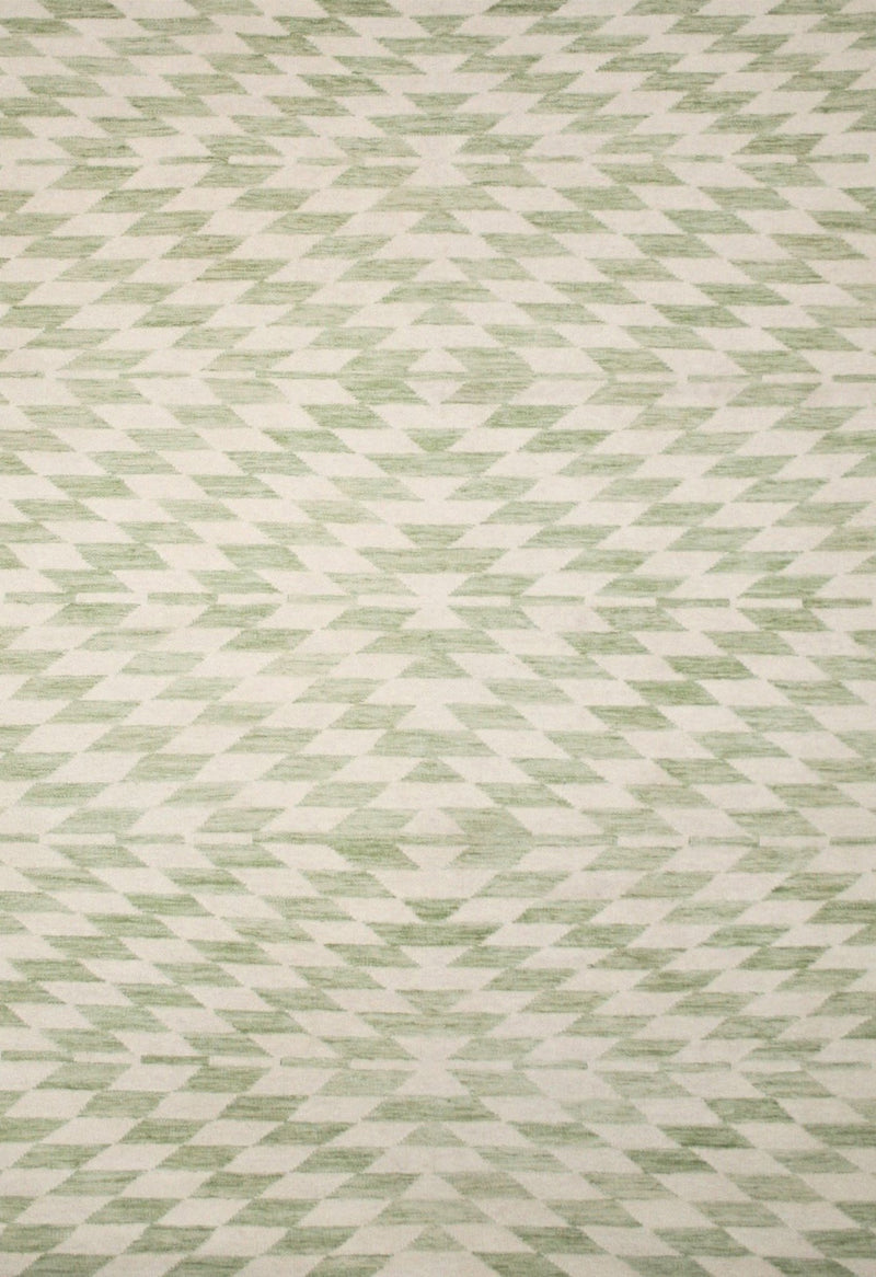 green modern rug with geometric design