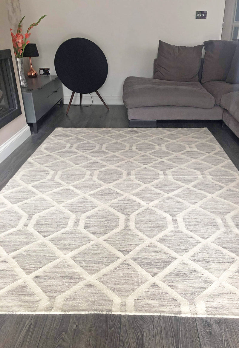 modern grey rug in living room